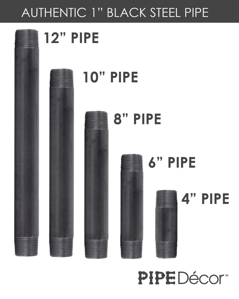 PIPE DECOR 1" x 10" Black Steel Plumbing Pipe, 6-Pack, Pre Cut Connector, Industrial Steel Grey Fits Standard One Inch Threaded Black Malleable Iron Fittings, Build Vintage DIY Furniture - Image 5